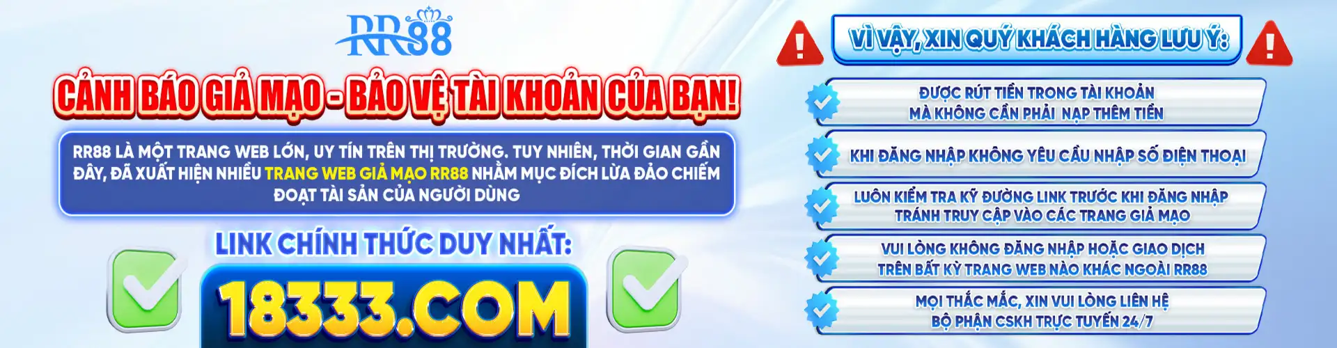 RR88 cảnh bảo